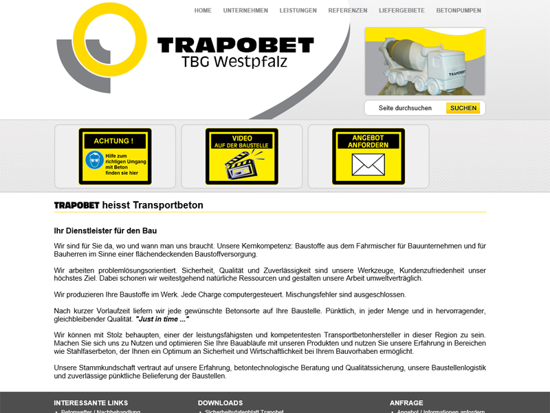 Re-Design der alten in die Jahre gekommen Homepage. Das Hauptaugenmerk lag auf einem übersichtlichem Aufbau. www.trapobet.de