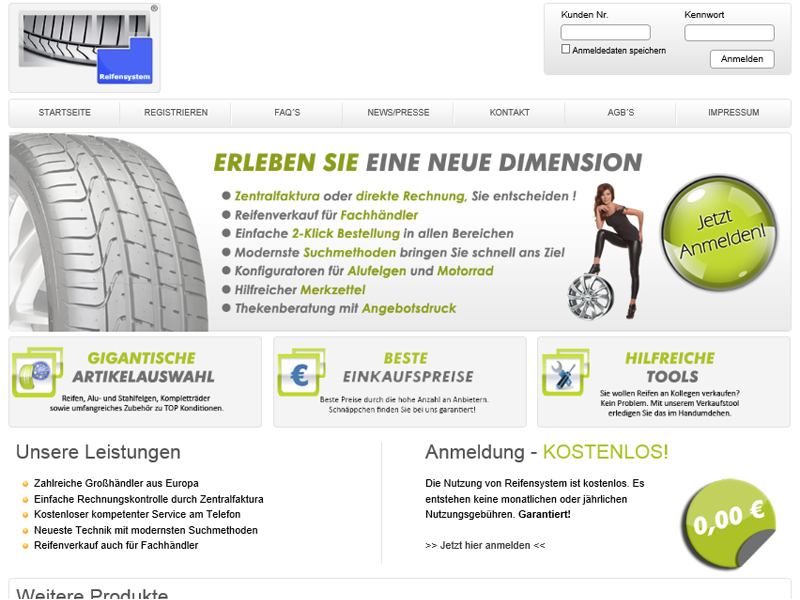 Ziel war es, eine plakative übersichtliche Handelsplattform für Reifen zu designen und umzusetzen. www.reifensystem.de