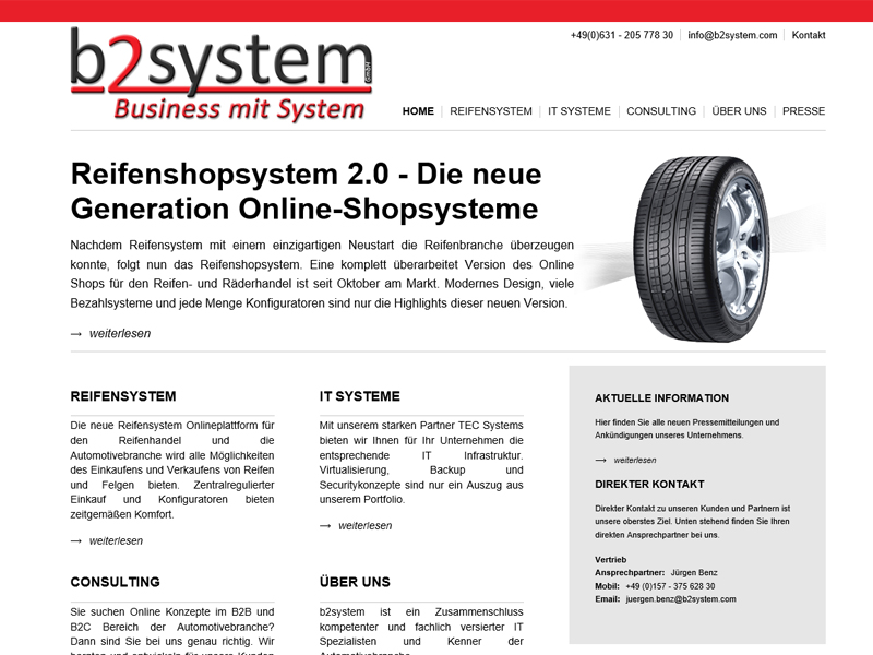 b2system ist ein Unternehmen im Bereich Automotive. Prägnantes Design und Funktionalität waren hier das oberste Ziel. www.b2system.com